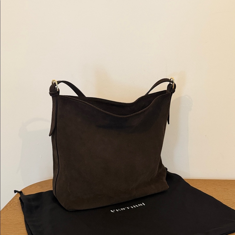 Elegant Brown Suede Shoulder Bag - Picture 4 of 10